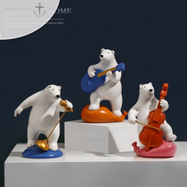 Nordic creative band bear ornaments living room cello bedroom TV cabinet home decoration desk study furnishings