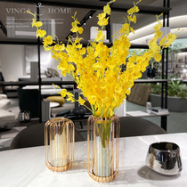 Nordic creative simple wrought iron transparent glass vase ornaments living room table TV cabinet flower arrangement dried flower decoration