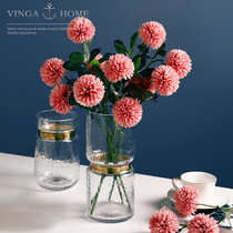 Simulation of three small balls of chrysanthemum hydrangea fake flower silk flower Home Hotel Living Room restaurant decoration bouquet floral art