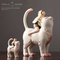 Nordic modern minimalist fairy tale cat general art ornaments gifts creative wine cabinet desktop home decorations