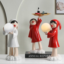 Creative Girl Key Containing Swing Piece Living Room Entrance to the family Guan Kwan Tray Home Decoration Lamp for Festive Gifts