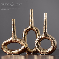 European ceramic gold-plated ornaments home indoor living room wine rack creative counter table table geometric abstract decorations