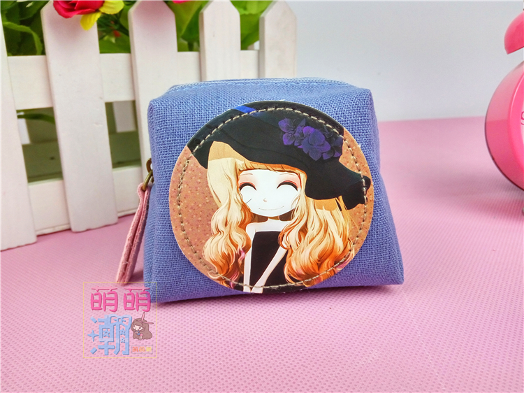 Flower Girl Creative Canvas Zero, Wallet nhỏ Wallet Cartoon dễ thương Trang sức Túi nhỏ tươi Hand Bag.