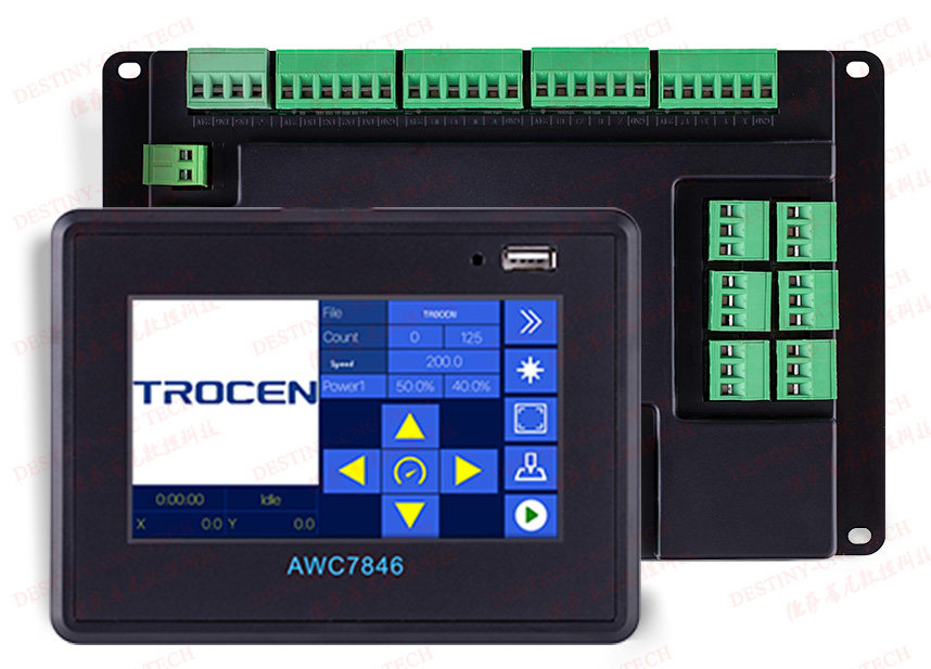 Qiancheng AWC7846CO2 laser engraving machine cutting machine control system touch screen four-head six-head laser multi-head