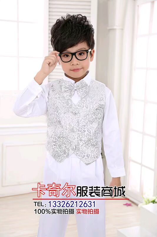 Trẻ em tuxedo Chàng trai Piano Trang phục Piano Mùa thu Mùa đông Hoa Cô gái Váy Chàng trai Đám cưới Bộ nhỏ váy công chúa cho bé gái