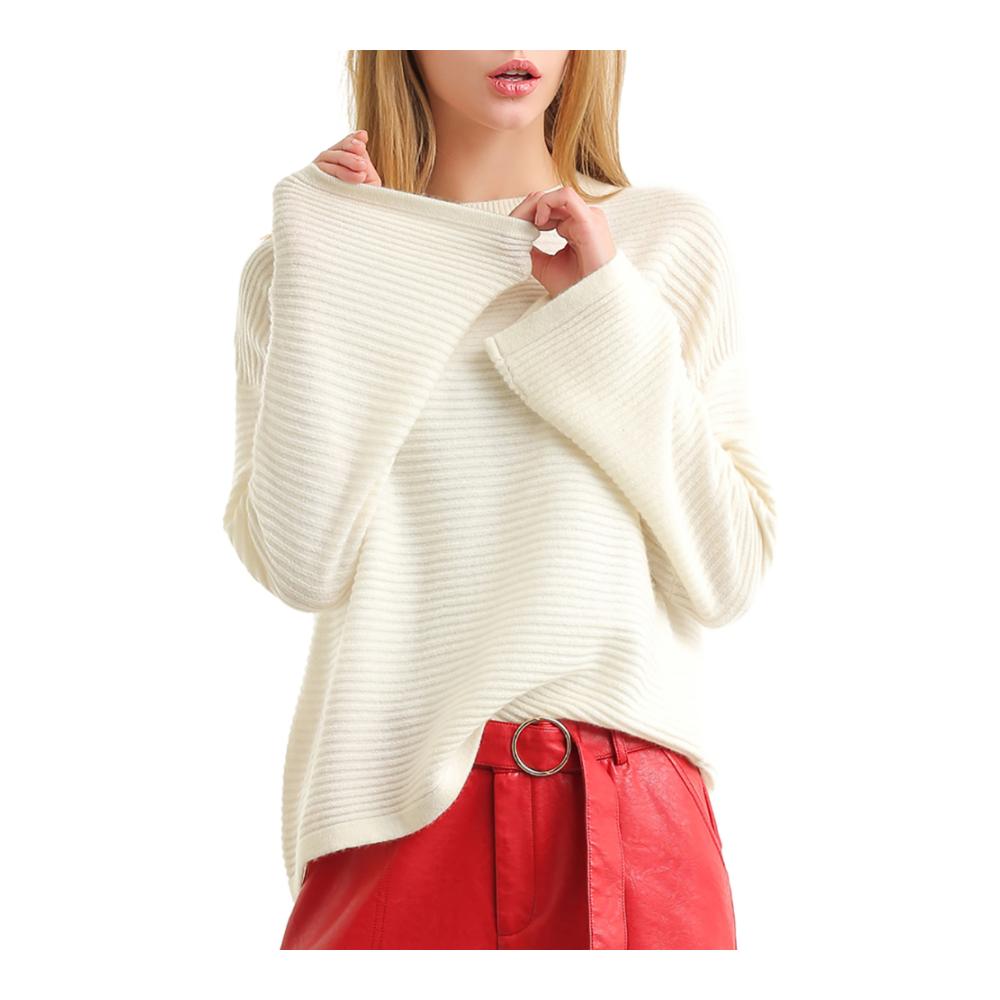 SARA PHILLIPS Multi-màu 100cashmere vòng cổ kết cấu lỏng lẻo mùa thu / mùa đông phụ nữ đan áo len cashmere áo len