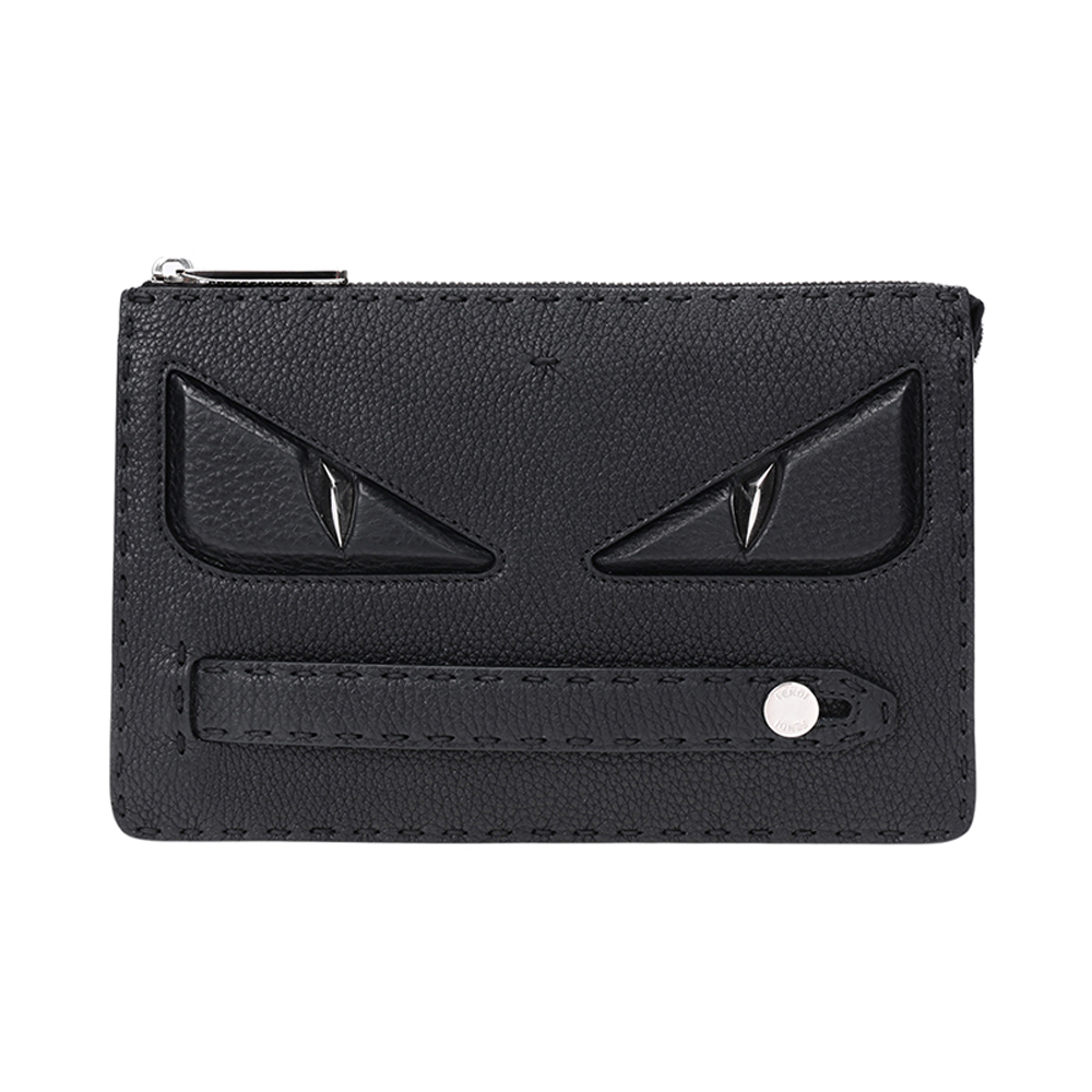 Fendi Fendi nam LY HỢP SLIM Black Series Leather Clutch Bag