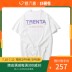 XXXTRENTA bông trắng lá thư LOGO in vòng cổ lỏng ngắn tay nam đường phố của T-shirt 