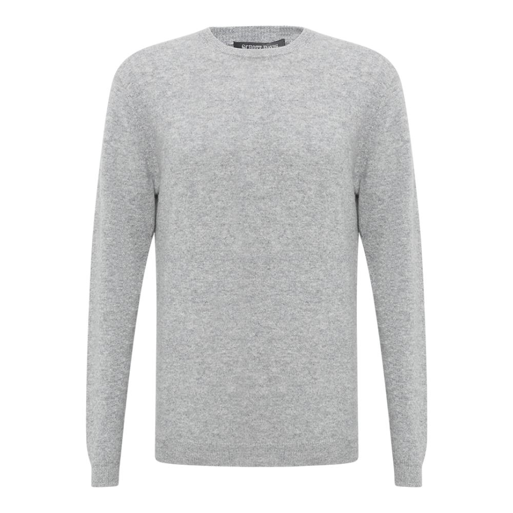 SCHOTT DAVIS nhẹ Grey Cashmere đơn giản Thiết kế Thu / Đông nam dài tay áo len cashmere.