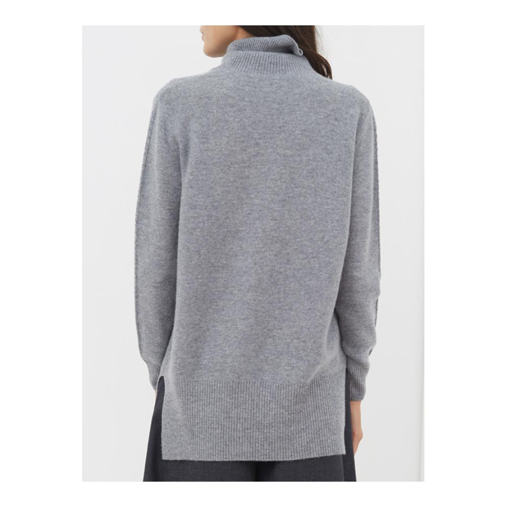 áo len cashmere len dài WDLS Vidolas Platinum Grey Simple cao cổ đi lại của