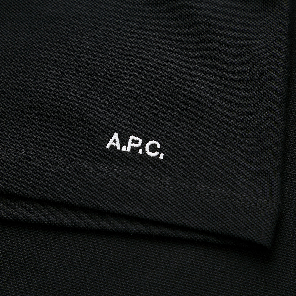 A.P.C. Áo sơ mi thời trang dài tay áo POLO đen bông Logo sọc nam