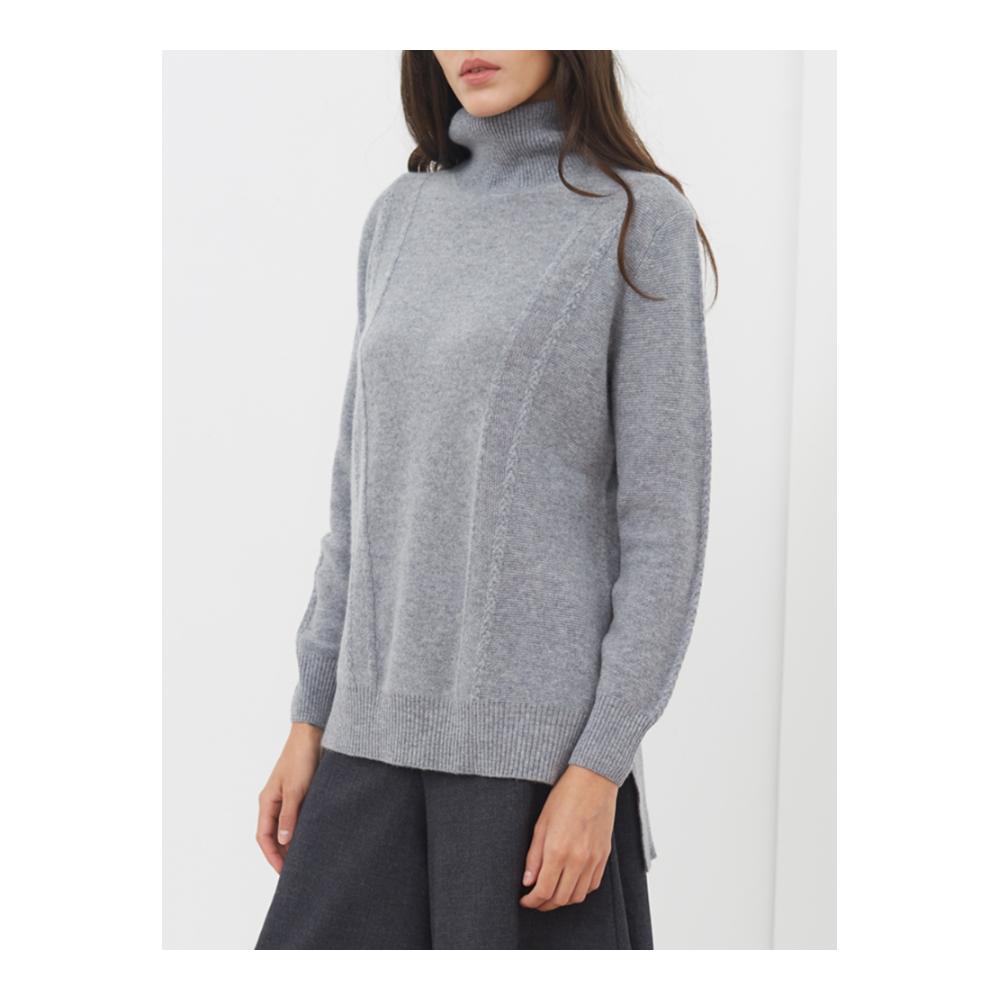 áo len cashmere len dài WDLS Vidolas Platinum Grey Simple cao cổ đi lại của