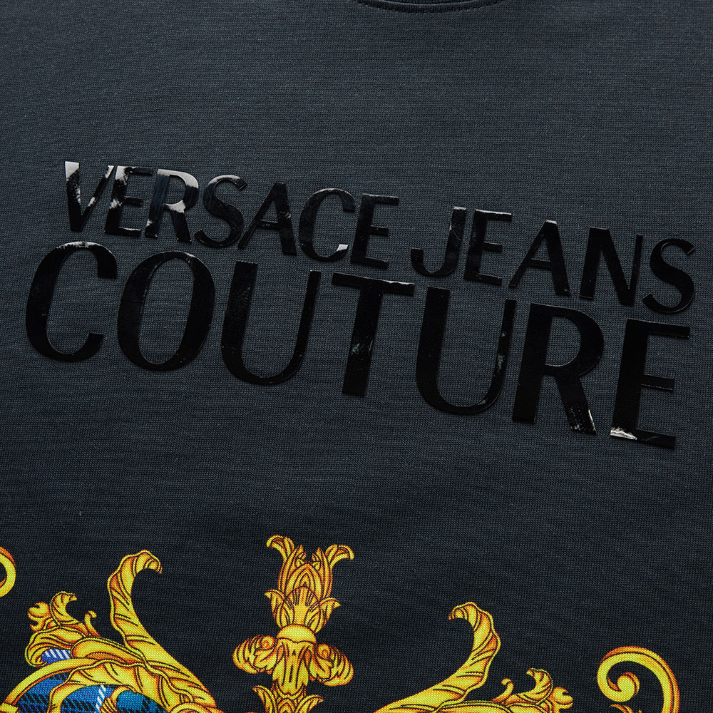 Versace Jeans Couture đen bông in kẻ sọc LOGO nam bảo vệ dài tay