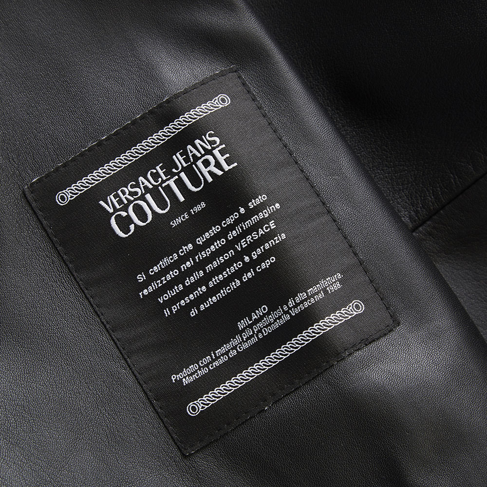 Versace Jeans Couture cừu đen áo khoác bóng chày da phong cách ăn mặc của nam giới