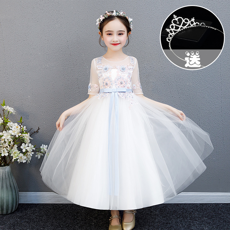 Thu chiếc váy cô gái biểu diễn piano váy siêu khí công chúa đầm đầm cưới ít cô gái hoa poncho váy trẻ em.