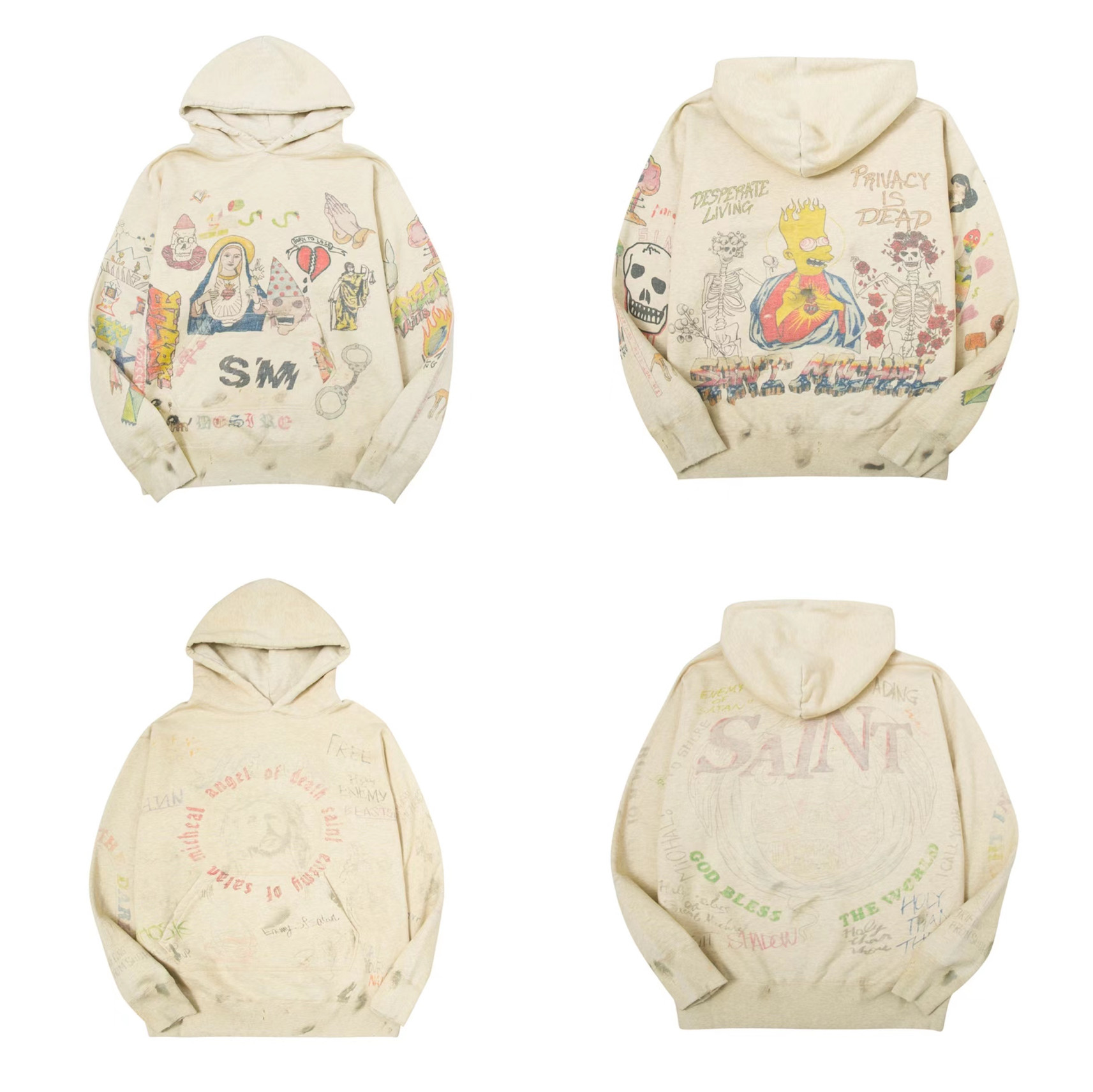 Roaring little eyes Saint Michael do old vintage Simpson SM doodle destroy the jacket