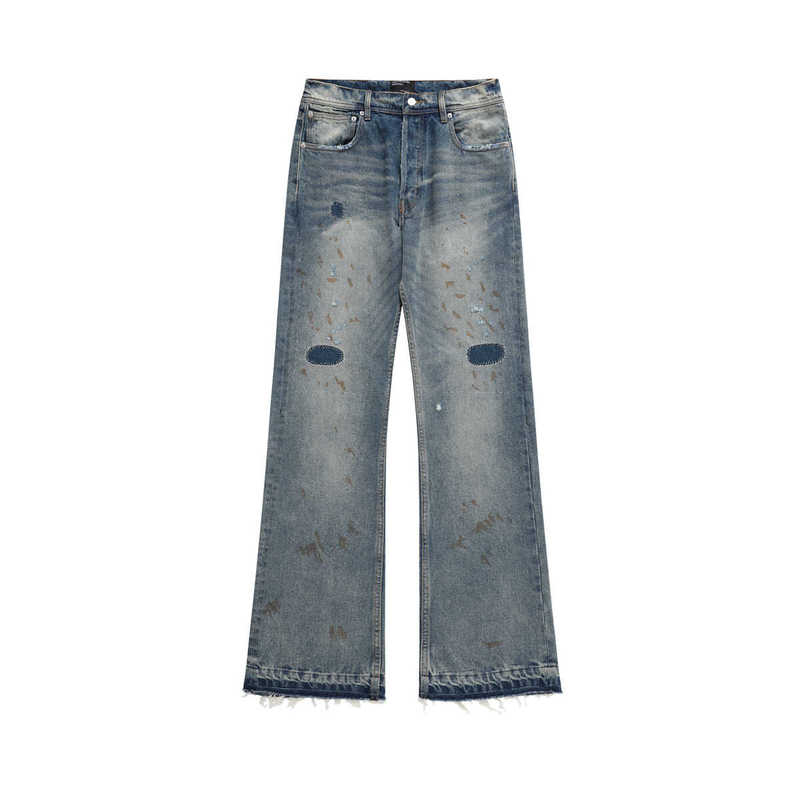 Roaring Little Eyes Erd 24Ss Mopey Rich Second Generation Patch Distressed Mud-Dyed Micro Flare Washed Jeans
