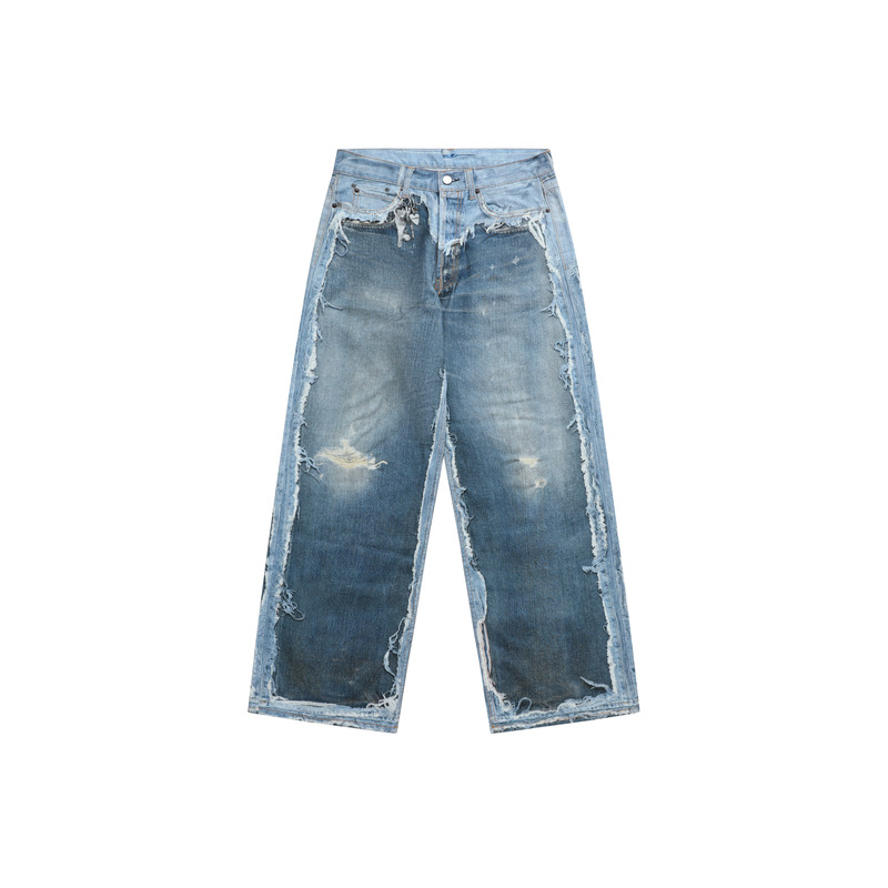 Exclusive Weighty Roaring Little Eyes 26Ss Digital Print Ac Fake Two-Piece Distressed 3D Printed 1981 Jeans Exclusive Weighty Roaring Little Eyes 26Ss Digital Print Ac Fake Two-Piece Distressed 3D Printed 1981 Jeans