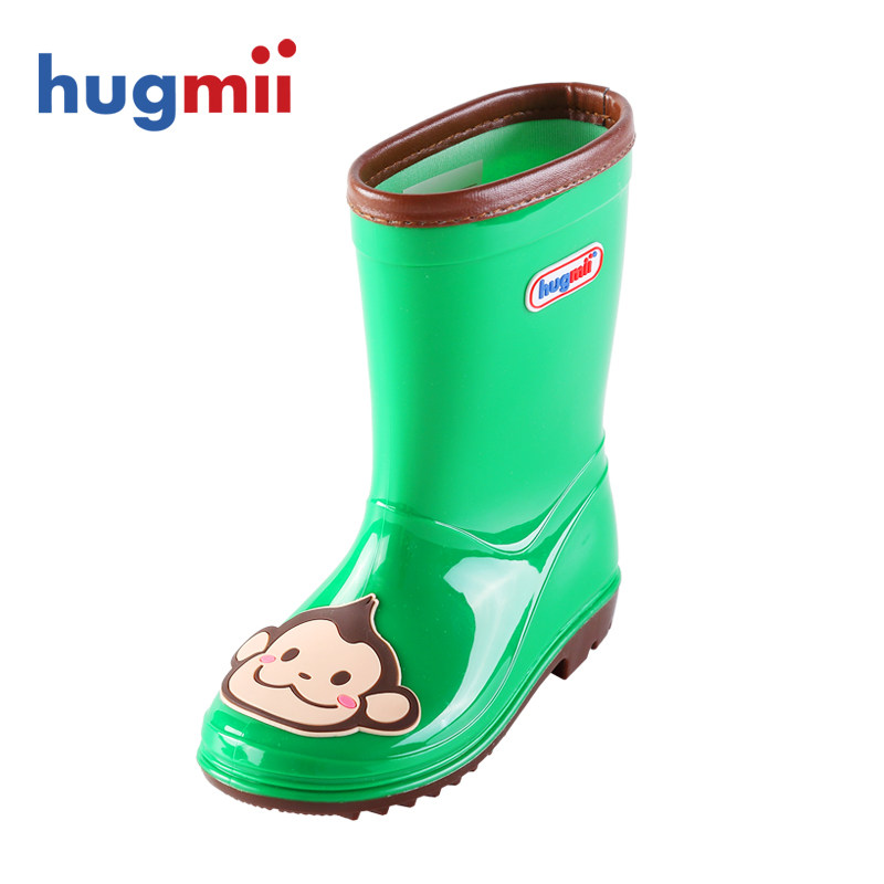 hugmii children's rain boots new spring and summer models boys and girls baby rubber shoes rain boots fashion children's patch water shoes in the tube