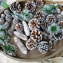 (Brush white dried fruit)Handmade paint white pine cones Kindergarten DIY materials Christmas decoration supplies Floral materials