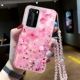 P40pro Fanli Sand-Big Duo Sakura+Long Crystal Hanging Chain