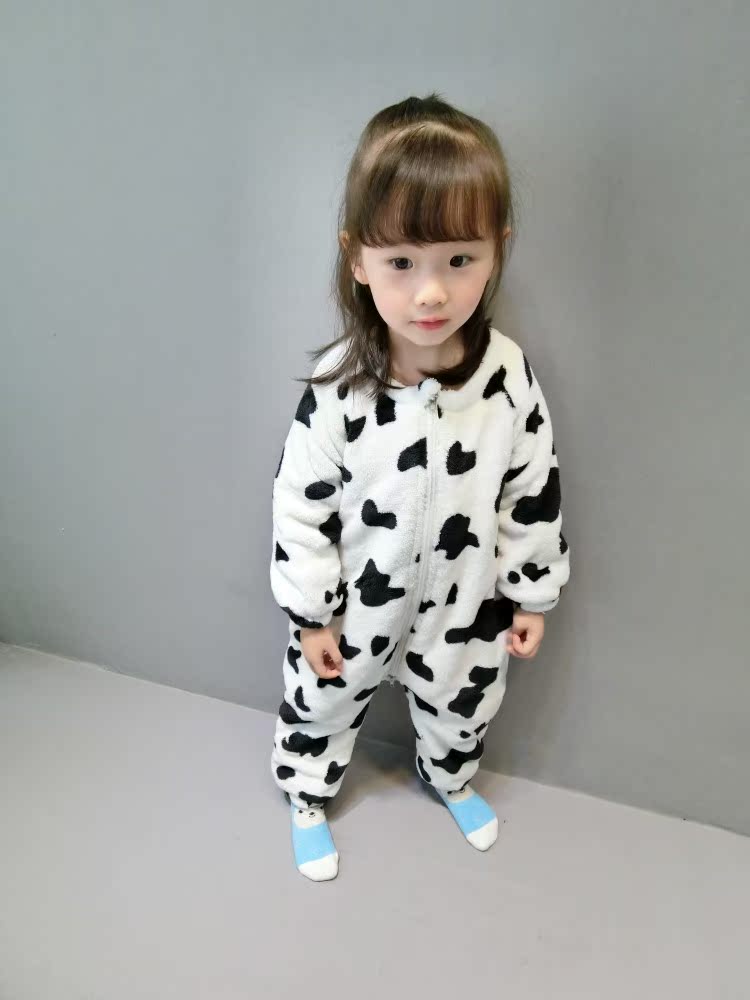 Bộ đồ ngủ trẻ em ấm áp flannel 2018 phiên bản mới của Hàn Quốc cho bé gái jumpsuit trẻ em lông cừu san hô áo liền quần hình thú trẻ em