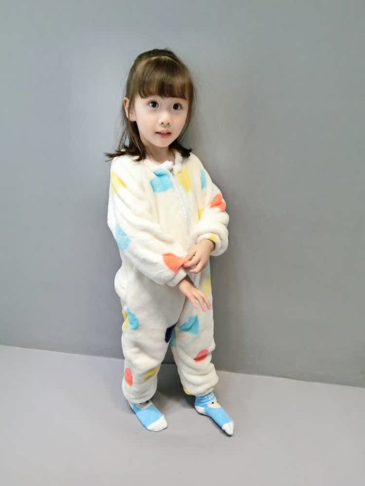 Bộ đồ ngủ trẻ em ấm áp flannel 2018 phiên bản mới của Hàn Quốc cho bé gái jumpsuit trẻ em lông cừu san hô áo liền quần hình thú trẻ em