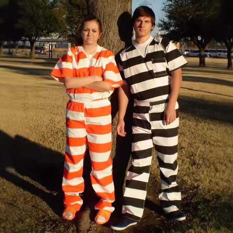 New Halloween Black and White Orange Striped Prison Uniform Role-Playing Adult Sofia Prison Uniform Performance Costume New Halloween Black and White Orange Striped Prison Uniform Role-Playing Adult Sofia Prison Uniform Performance Costume