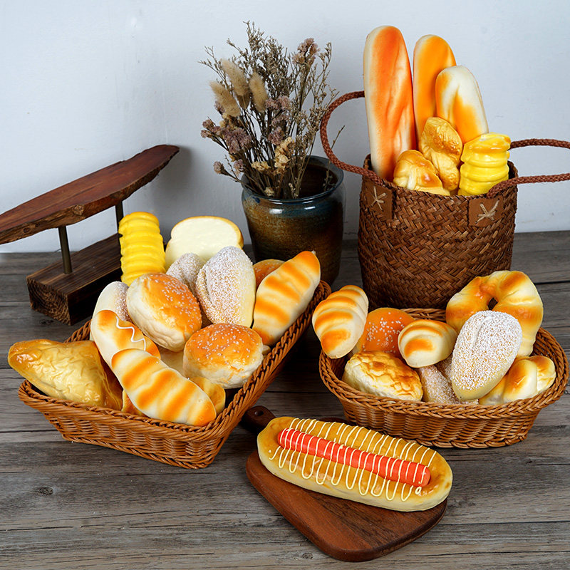 Simulation bread food set decoration Rebound soft bread toy Fake bread Whole cabinet soft decoration Refrigerator display props