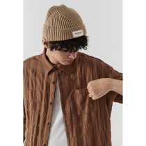 Mentmate 21SS Micro-Tapered Design Striped Short Sleeve Shirt Men Japanese Retro Hazelnut Brown Shirt