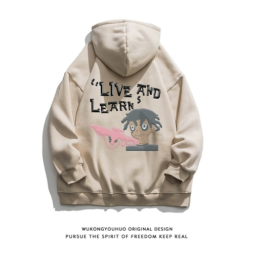 Мультяшная ретро толстовка с капюшоном в стиле хип-хоп, трендовая куртка, в американском стиле, оверсайз