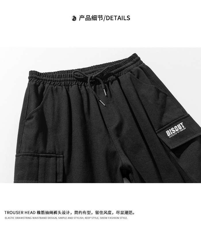 Ngộ Không trong kho Nhật Bản nhiều túi retro quần short nam thời trang đường phố lỏng thẳng thẳng quần thường màu - Quần short