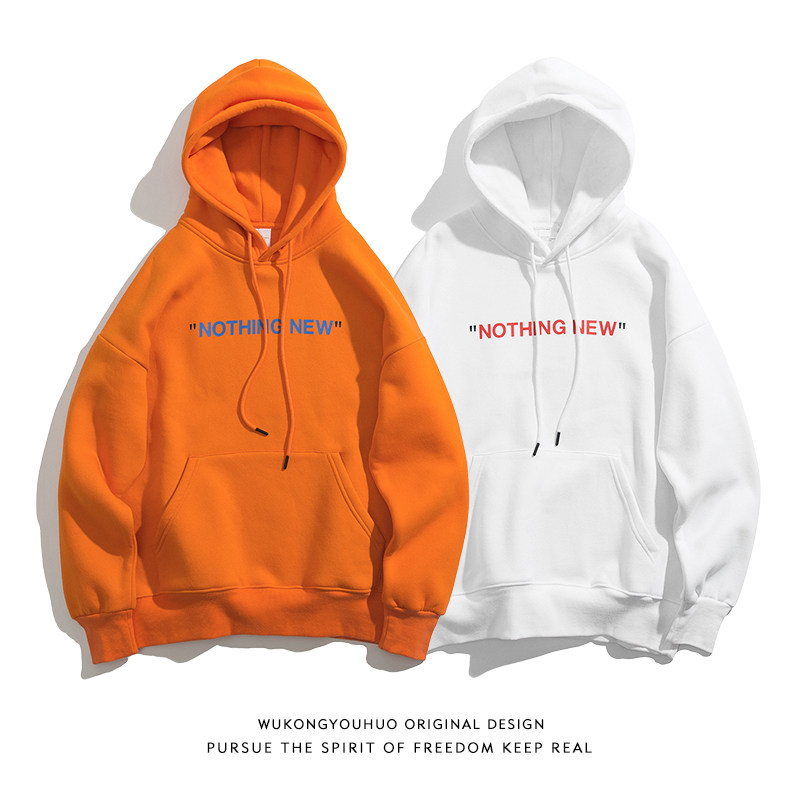 Fall Clothes 100 Hitch Letters Printed Loose Lovers Orange Tandem Hat Sportshirts Men Coats European And European Street Ins Tide