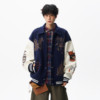 American heavy embroidery patchwork contrast color baseball jacket