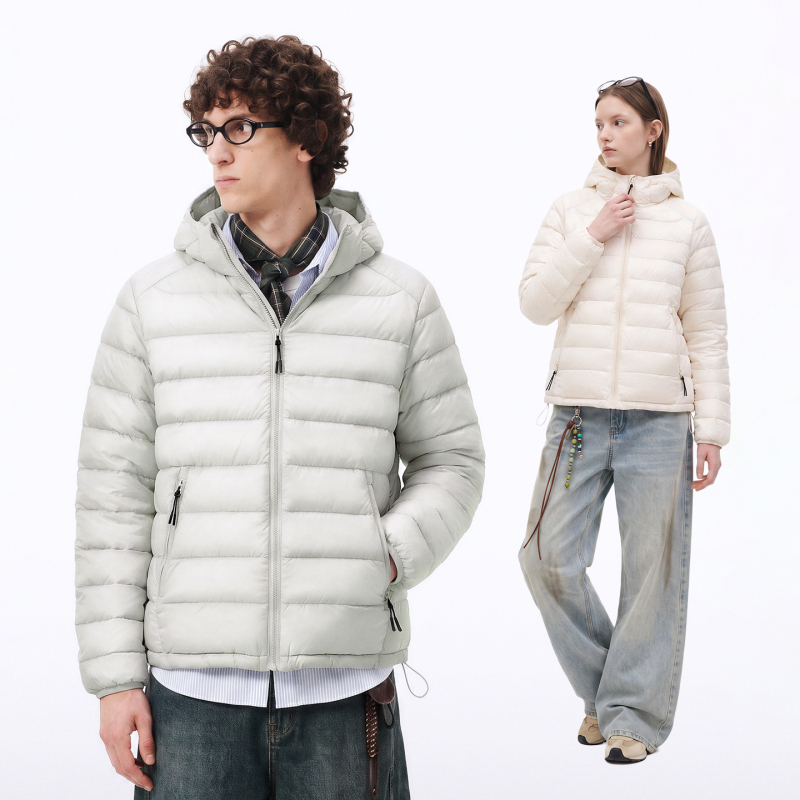 Wukong Has in Stock Winter 90 White Duck down Lightweight Ribbed down Jacket for Men and Women, Winter Cold-Proof Thin Inner Liner Coat