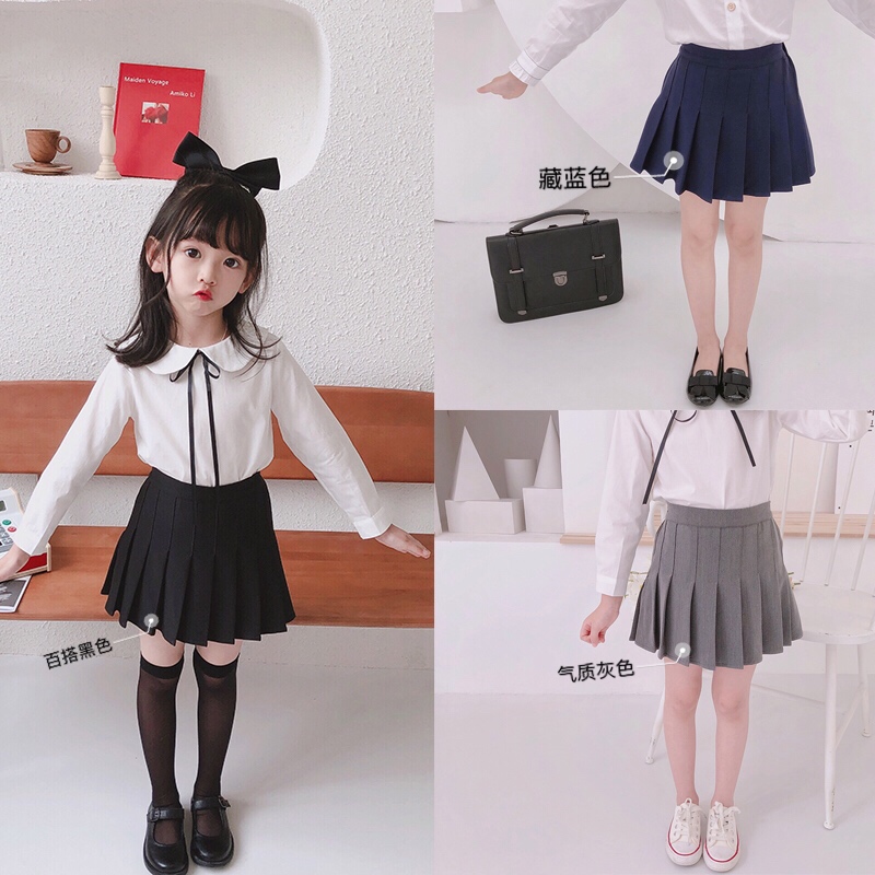 Girls' pleated skirt skirt 2020 autumn new children's college style all-match Western skirt children's clothing