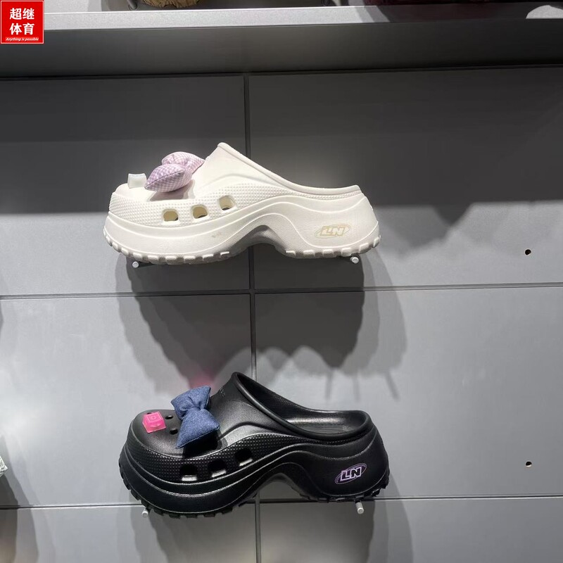 Li-Ning Croc Shoes 2025 Summer New Women's Bowknot Fashion Trendy Non-Slip Height-Increasing Slippers Agav004