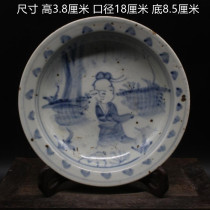 Special price Ming blue and white figure plate folk collection household items old goods old ornaments antique porcelain antiques