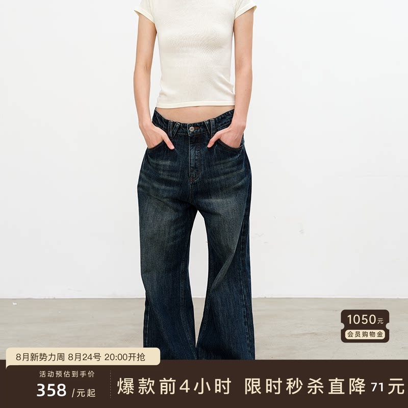 Jcaesar Women Low-Rise Double Pocket Lightning Blue Denim 12oz Cotton Washed Vintage Low-Waist Jeans Jcaesar Women Low-Rise Double Pocket Lightning Blue Denim 12oz Cotton Washed Vintage Low-Waist Jeans