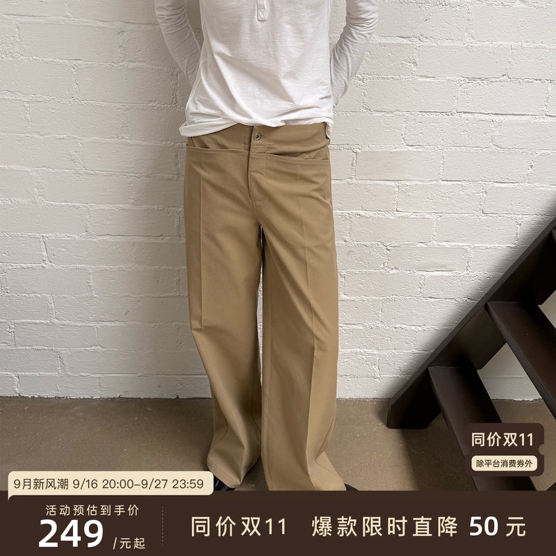 Jcaesar Women Khaki Straight-Leg Pants Without Waistband, Soft and Stretchy Fabric, Elastic Waistband, Suitable for Daily Wear and Commuting Jcaesar Women Khaki Straight-Leg Pants Without Waistband, Soft and Stretchy Fabric, Elastic Waistband, Suitable for Daily Wear and Commuting