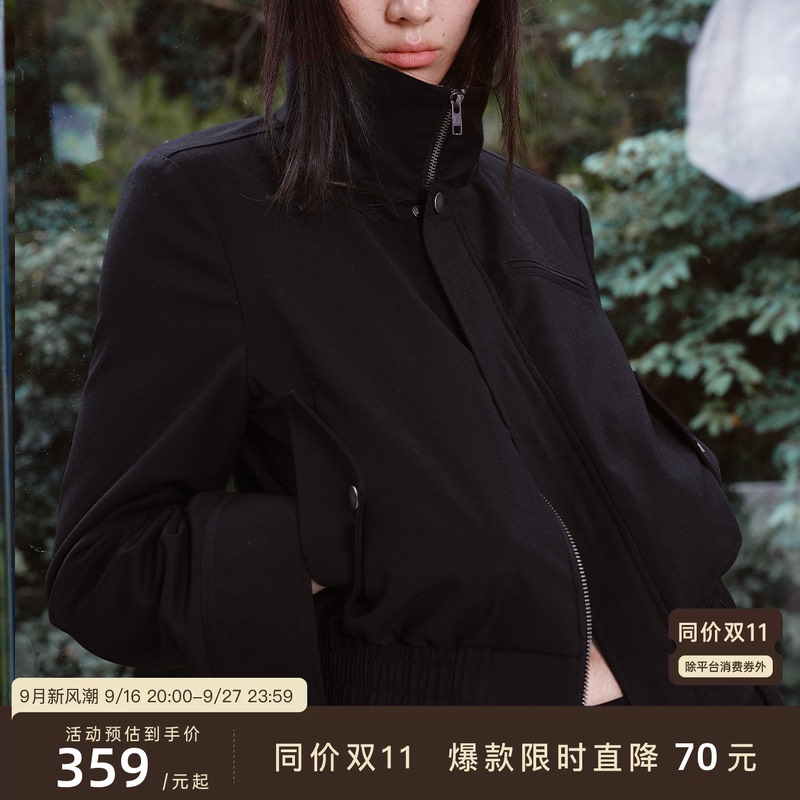 Jcaesar Women Plaid Patchwork Black Jacket, Short and Narrow Version, Multiple Wearing Styles, Studded Decoration