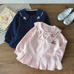 2025 New Style Girls' Sweatshirt Dress Long-Sleeved Polo Dress Spring and Autumn New Style Kidsren's Princess Dress Girl Baby