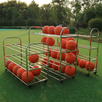 Kindergarten stainless steel ball cart Basketball cart Mobile ball storage basket Basketball storage rack Ball rack storage frame