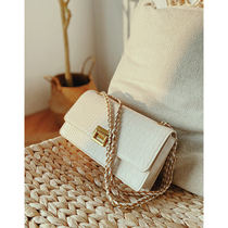 Crocodile chain small bag female 2021 New retro lock small square bag fashion versatile shoulder shoulder bag tide