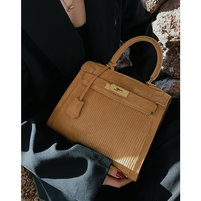 MAOMIBAG lamp core suede second-generation kelley bag plush bag handbag handbag single shoulder inclined satchel 2022 new tide-Taobao