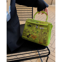 Autumn Lady Bag Graffiti Second-generation Kylie Bag Large Capacity 2022 New Green Advanced Senses Fashion Handbag Woman