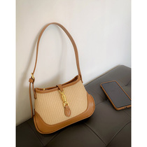 Autumn Lady Bag Bag 2022 new Summer Armpit Grass Woven Bag Advanced Sensation Collision Color Woven Bag Single Shoulder Diagonal Satchel Wave