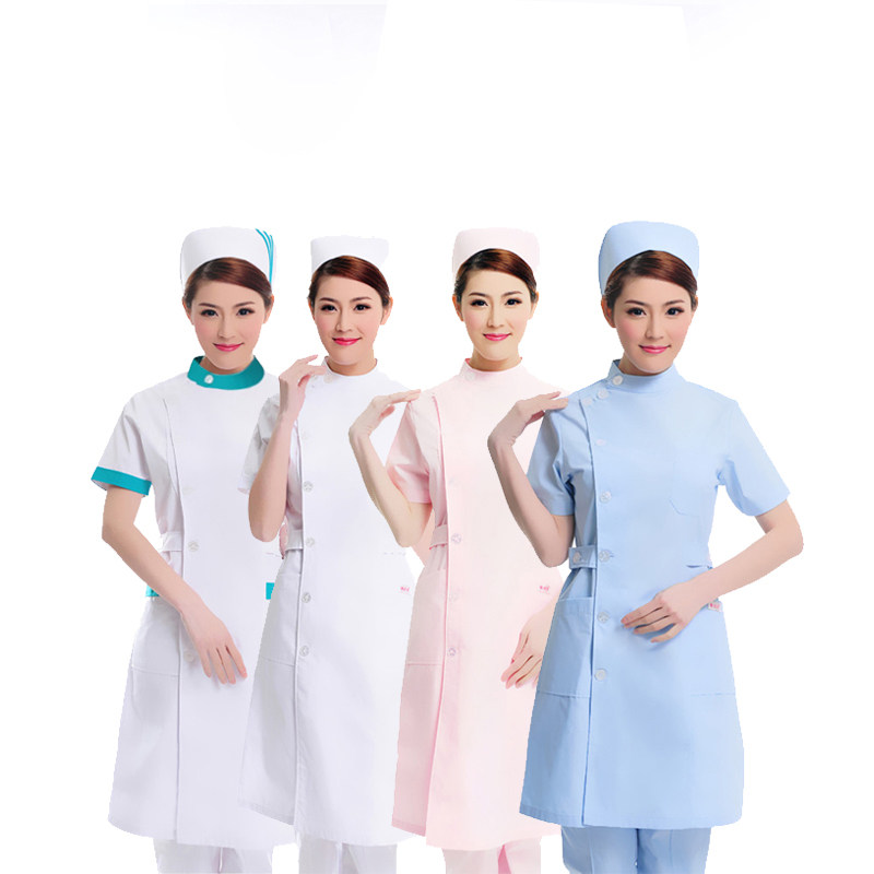 Nurse Service Short Sleeve Summer Drugstore Beauty Salon Supplies Beauty Medication Shop Wear White Coat With White Coat Standing Collar Work Suit