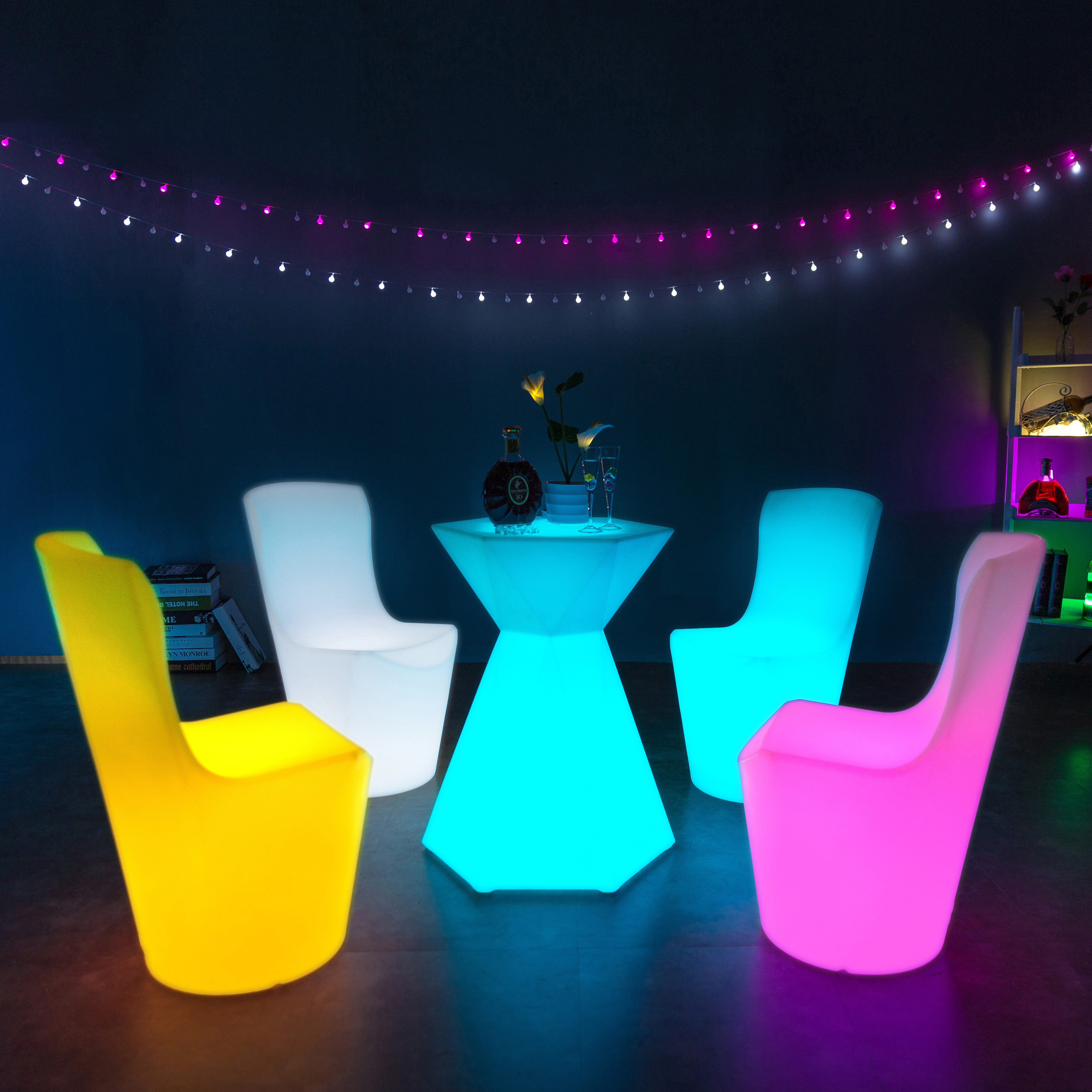 Luminous hotel balcony table and chair combination outdoor simple leisure ktv clear bar bar dining bar creative high table and chairs