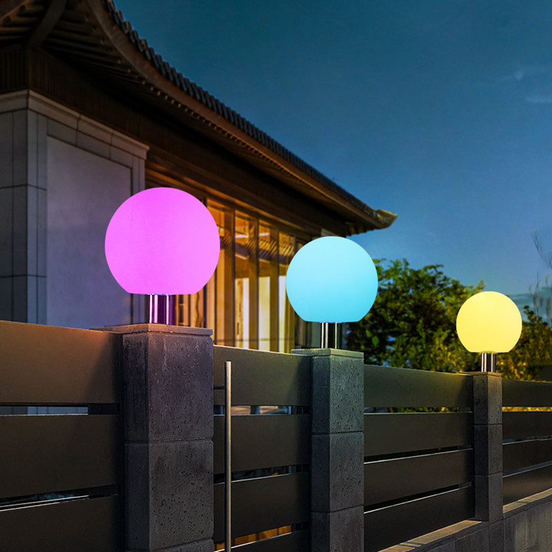 led solar outdoor column head lamp landscape villa courtyard gate lamp wiring wall decoration round wall head lamp